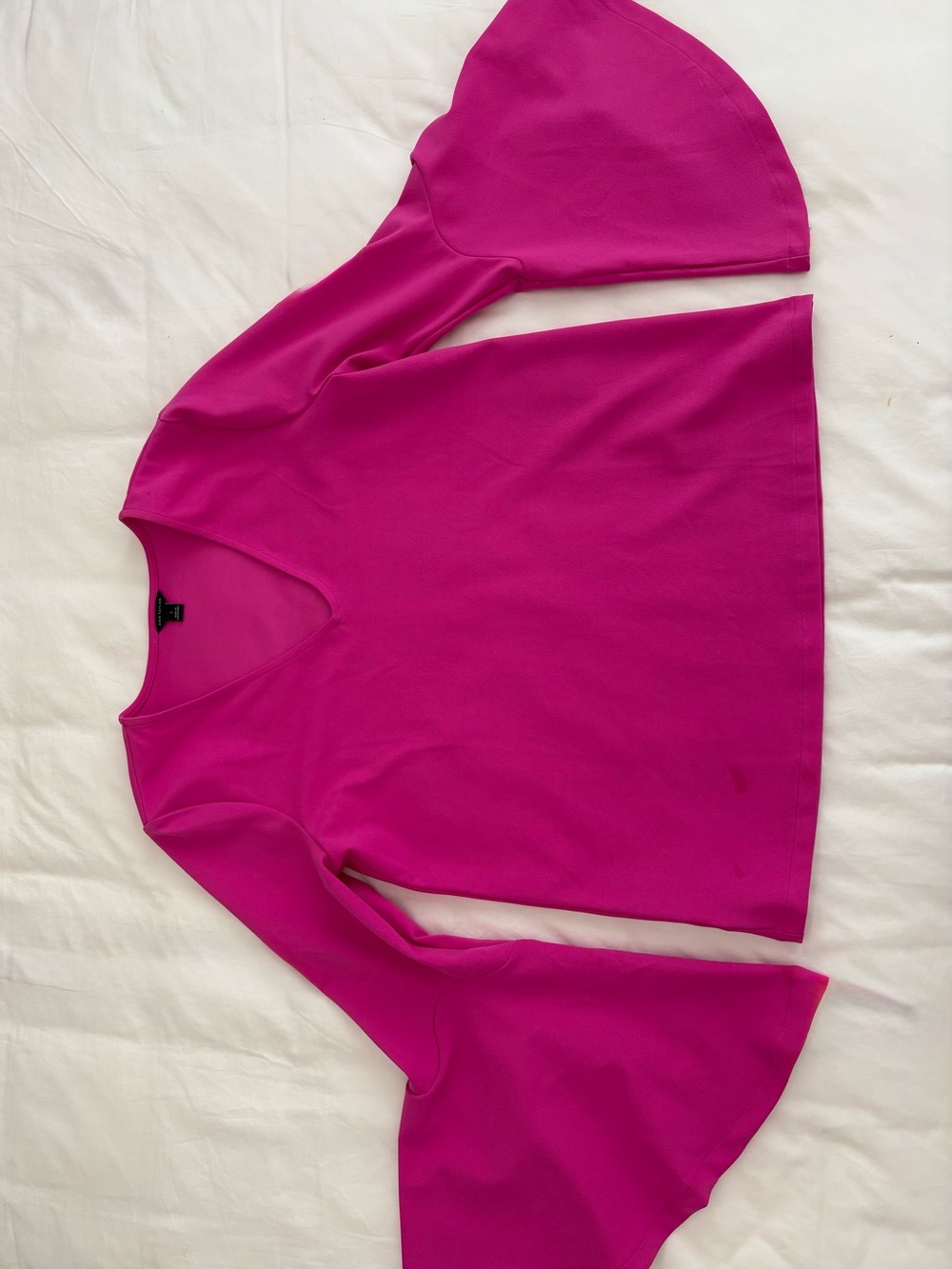 Ann Taylor Fuchsia V-Neck Bell Sleeve Blouse -  Size Small